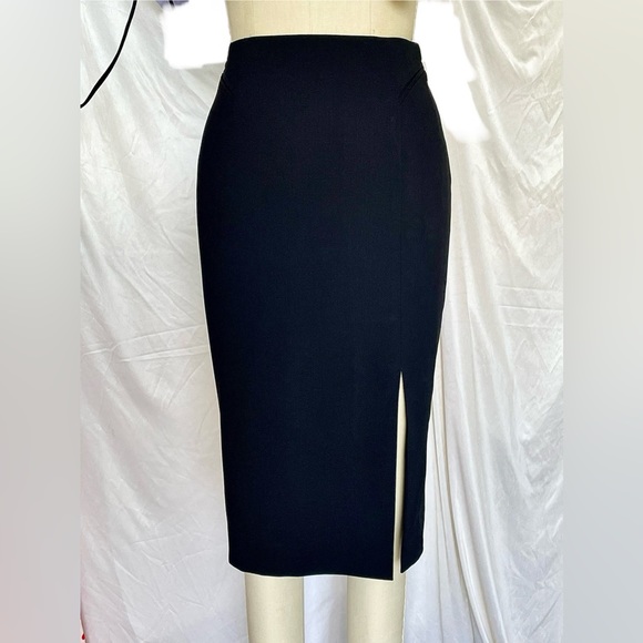 Escada Germany Thin Wool pencil long skirt side slit black size 34 EU / 2 US - Picture 4 of 15
